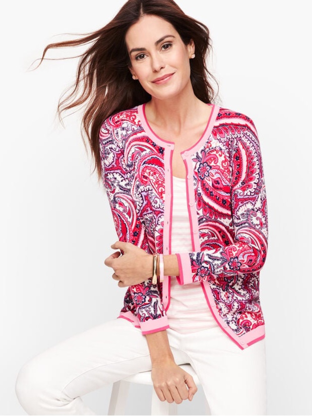 TALBOTS | Charming Cardigan in Pink Paisley